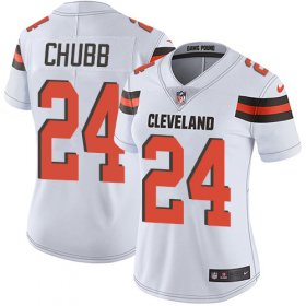 Wholesale Cheap Nike Browns #24 Nick Chubb White Women\'s Stitched NFL Vapor Untouchable Limited Jersey