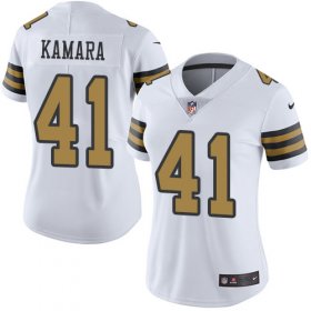 Wholesale Cheap Nike Saints #41 Alvin Kamara White Women\'s Stitched NFL Limited Rush Jersey