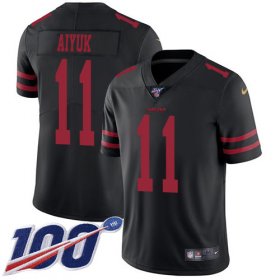 Wholesale Cheap Nike 49ers #11 Brandon Aiyuk Black Alternate Men\'s Stitched NFL 100th Season Vapor Untouchable Limited Jersey