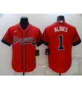 Wholesale Cheap Men's Atlanta Braves #1 Ozzie Albies 2021 City Connect Red Cool Base Stitched Baseball Jersey