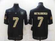 Wholesale Cheap Men's Pittsburgh Steelers #7 Ben Roethlisberger Black Camo 2020 Salute To Service Stitched NFL Nike Limited Jersey