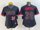 Wholesale Cheap Women's Cincinnati Reds #30 Ken Griffey Jr Number Black 2023 City Connect Cool Base Stitched Jersey