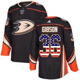 Wholesale Cheap Adidas Ducks #36 John Gibson Black Home Authentic USA Flag Youth Stitched NHL Jersey