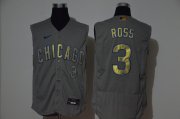 Wholesale Cheap Men's Chicago Cubs #3 David Ross Grey Gold 2020 Cool and Refreshing Sleeveless Fan Stitched Flex Nike Jersey