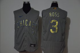 Wholesale Cheap Men\'s Chicago Cubs #3 David Ross Grey Gold 2020 Cool and Refreshing Sleeveless Fan Stitched Flex Nike Jersey