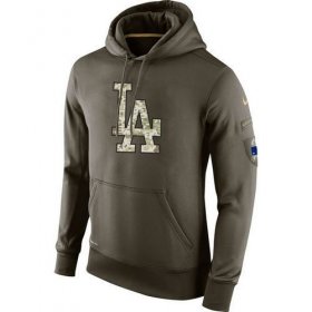 Wholesale Cheap Men\'s Los Angeles Dodgers Nike Olive Salute To Service KO Performance Hoodie