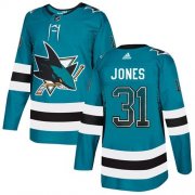 Wholesale Cheap Adidas Sharks #31 Martin Jones Teal Home Authentic Drift Fashion Stitched NHL Jersey