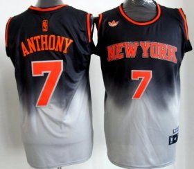 Wholesale Cheap New York Knicks #7 Carmelo Anthony Black/Gray Fadeaway Fashion Jersey