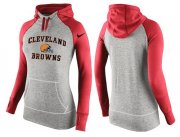 Wholesale Cheap Women's Nike Cleveland Browns Performance Hoodie Grey & Red_2