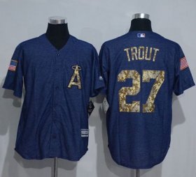 Wholesale Cheap Angels of Anaheim #27 Mike Trout Denim Blue Salute to Service Stitched MLB Jersey