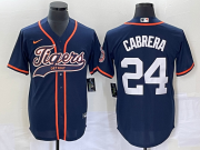 Wholesale Cheap Men's Detroit Tigers #24 Miguel Cabrera Navy Cool Base Stitched Baseball Jersey