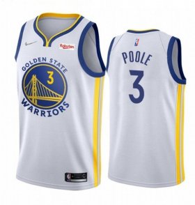 Wholesale Cheap Men\'s Golden State Warriors #3 Jordan Poole 2022 White 75th Anniversary Stitched Jersey