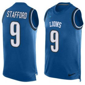 Wholesale Cheap Nike Lions #9 Matthew Stafford Blue Team Color Men\'s Stitched NFL Limited Tank Top Jersey