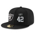 Wholesale Cheap Oakland Raiders #42 Ronnie Lott Snapback Cap NFL Player Black with Silver Number Stitched Hat