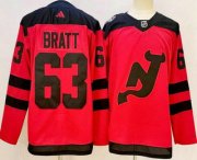 Cheap Men's New Jersey Devils #63 Jesper Bratt Red 2024 Stadium Series Authentic Jersey