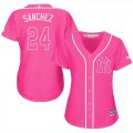 Wholesale Cheap Yankees #24 Gary Sanchez Pink Fashion Women's Stitched MLB Jersey