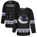 Wholesale Cheap Adidas Canucks #43 Quinn Hughes Black Authentic Team Logo Fashion Stitched NHL Jersey