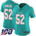 Wholesale Cheap Nike Dolphins #52 Raekwon McMillan Aqua Green Team Color Women's Stitched NFL 100th Season Vapor Limited Jersey