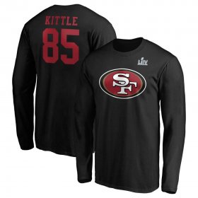 Wholesale Cheap Men\'s San Francisco 49ers #85 George Kittle NFL Black Super Bowl LIV Bound Halfback Player Name & Number Long Sleeve T-Shirt