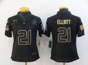 Wholesale Cheap Women's Dallas Cowboys #21 Ezekiel Elliott Black 2020 Salute To Service Stitched NFL Nike Limited Jersey
