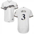 Wholesale Cheap Brewers #3 Orlando Arcia White Flexbase Authentic Collection Stitched MLB Jersey