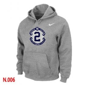 Wholesale Cheap Nike New York Yankees #2 Derek Jeter Official Final Season Commemorative Logo Pullover Hoodie Light Grey