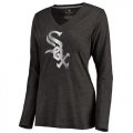 Wholesale Cheap Women's Chicago White Sox Platinum Collection Long Sleeve V-Neck Tri-Blend T-Shirt Black