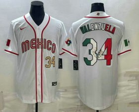 Cheap Men\'s Mexico Baseball #34 Fernando Valenzuela Number 2023 White World Classic Stitched Jerseys