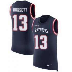 Wholesale Cheap Nike Patriots #13 Phillip Dorsett Navy Blue Team Color Men\'s Stitched NFL Limited Rush Tank Top Jersey