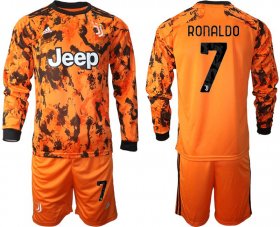 Wholesale Cheap Men 2020-2021 club Juventus away long sleeves 7 orange Soccer Jerseys