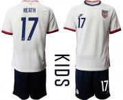 Wholesale Cheap Youth 2020-2021 Season National team United States home white 17 Soccer Jersey