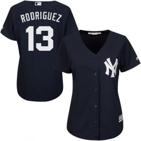 Wholesale Cheap Yankees #13 Alex Rodriguez Navy Blue Alternate Women\'s Stitched MLB Jersey