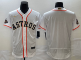 Cheap Men's Houston Astros Blank 2023 White Gold World Serise Champions Patch Flex Base Stitched Jersey
