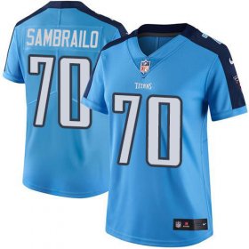 Wholesale Cheap Nike Titans #70 Ty Sambrailo Light Blue Women\'s Stitched NFL Limited Rush Jersey