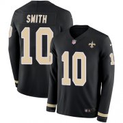 Wholesale Cheap Nike Saints #10 Tre'Quan Smith Black Team Color Men's Stitched NFL Limited Therma Long Sleeve Jersey
