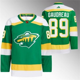 Wholesale Cheap Men\'s Minnesota Wild #89 Frederick Gaudreau Green 2022-23 Reverse Retro Stitched