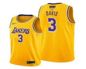 Wholesale Cheap Men\'s Los Angeles Lakers #3 Anthony Davis 2020 Yellow Finals Stitched NBA Jersey