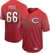 Wholesale Cheap Nike Reds #66 Yasiel Puig Red Fade Authentic Stitched MLB Jersey