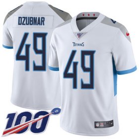 Wholesale Cheap Nike Titans #49 Nick Dzubnar White Men\'s Stitched NFL 100th Season Vapor Untouchable Limited Jersey