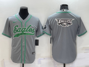 Wholesale Cheap Men's Philadelphia Eagles Grey Team Big Logo With Patch Cool Base Stitched Baseball Jersey