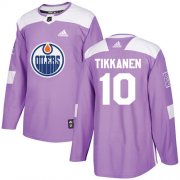 Wholesale Cheap Adidas Oilers #10 Esa Tikkanen Purple Authentic Fights Cancer Stitched NHL Jersey