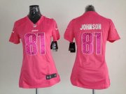 Wholesale Cheap Nike Lions #81 Calvin Johnson Pink Sweetheart Women's Stitched NFL Elite Jersey