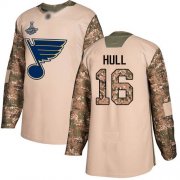 Wholesale Cheap Adidas Blues #16 Brett Hull Camo Authentic 2017 Veterans Day Stanley Cup Champions Stitched NHL Jersey