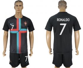 Wholesale Cheap Portugal #7 Ronaldo Black Training Soccer Country Jersey