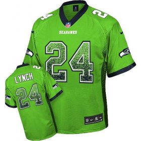 Wholesale Cheap Nike Seahawks #24 Marshawn Lynch Green Men\'s Stitched NFL Elite Drift Fashion Jersey