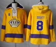 Wholesale Cheap Kings #8 Drew Doughty Gold Sawyer Hooded Sweatshirt Stitched NHL Jersey