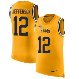Wholesale Cheap Nike Rams #12 Van Jefferson Gold Men\'s Stitched NFL Limited Rush Tank Top Jersey