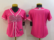 Wholesale Cheap Women's Buffalo Bills Blank Pink With Patch Cool Base Stitched Baseball Jersey