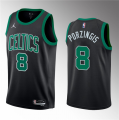 Wholesale Cheap Men's Boston Celtics #8 Kristaps Porzingis Black 2023 Draft Statement Edition Stitched Basketball Jersey