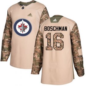 Wholesale Cheap Adidas Jets #16 Laurie Boschman Camo Authentic 2017 Veterans Day Stitched NHL Jersey